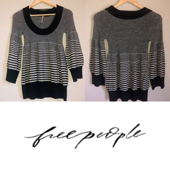 Free People Sweaters - Free People Peplum Babydoll Stripe Wool Sweater XS
